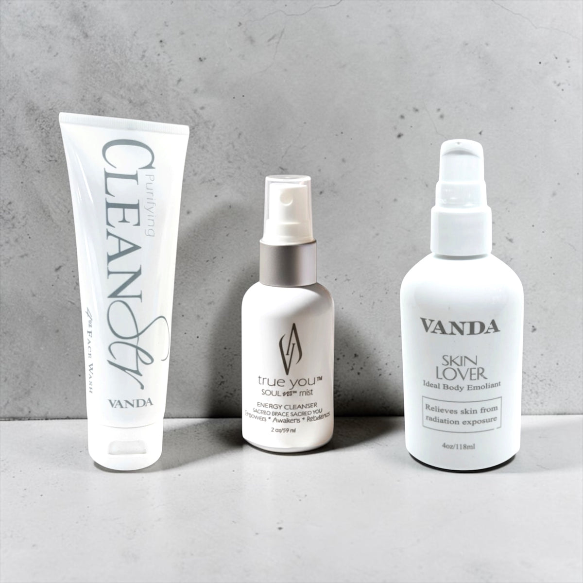 The VANDA Skin Trio, Purifying CleanSer, True You SOULva Mist and Skin Lover