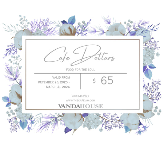 Cafe Dollars Gift Certificate ~ $65